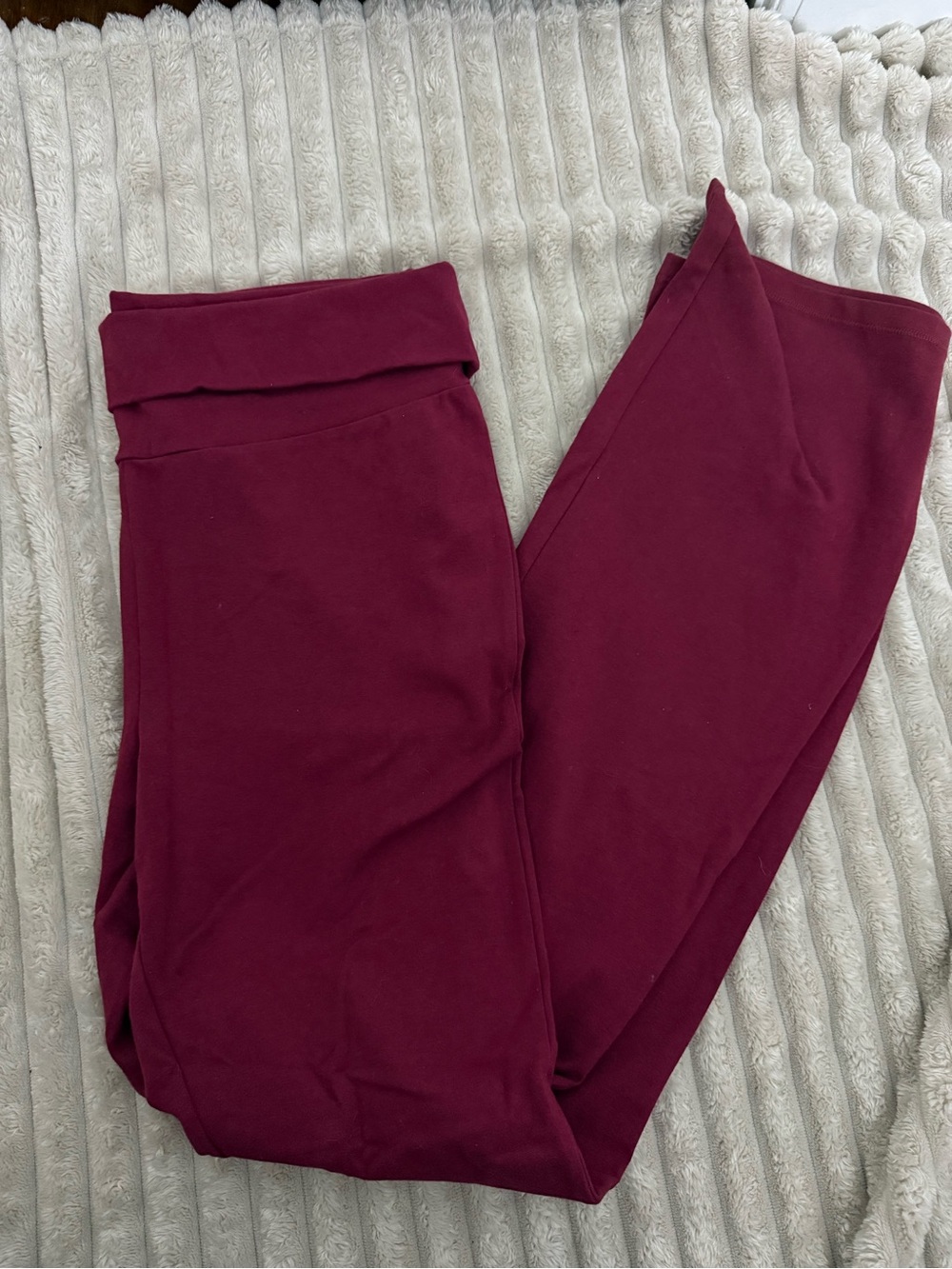 Aritzia Burgundy Fold-Over Waist Leggings
